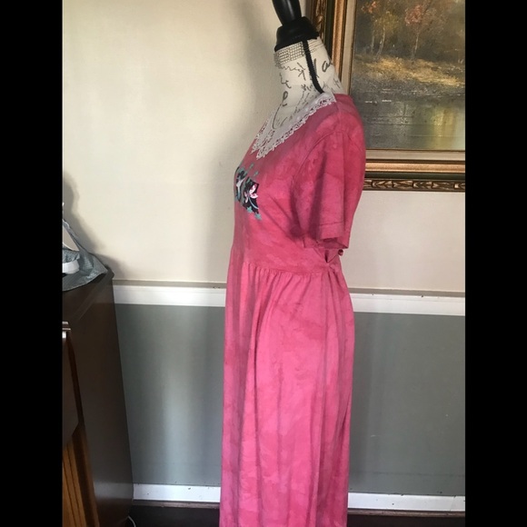 Rare Pink Tie Dye Hummingbird Lace Collar Dress M - Picture 4 of 15